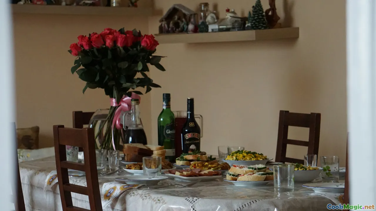 Albanian celebration, festive table, family gathering