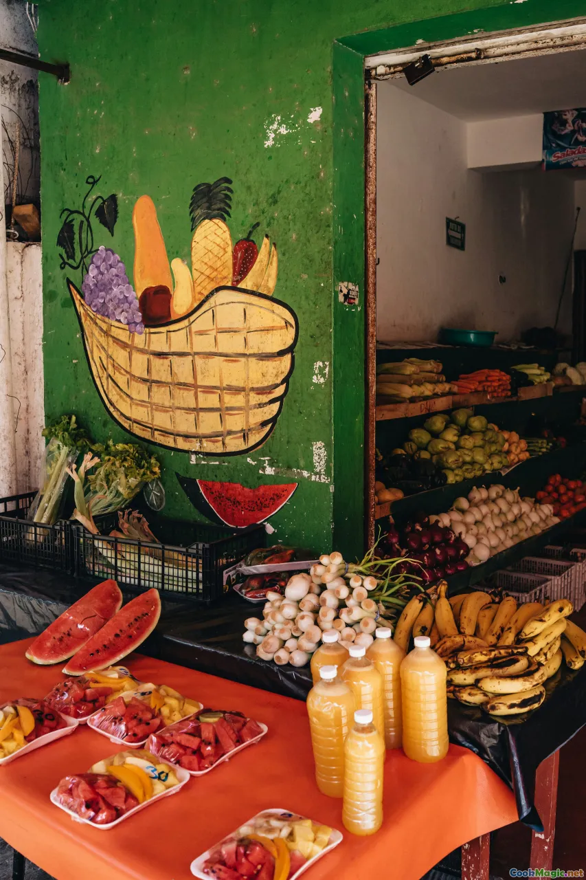 Amazonian fruits, diverse fruits, indigenous market, fruit mosaics