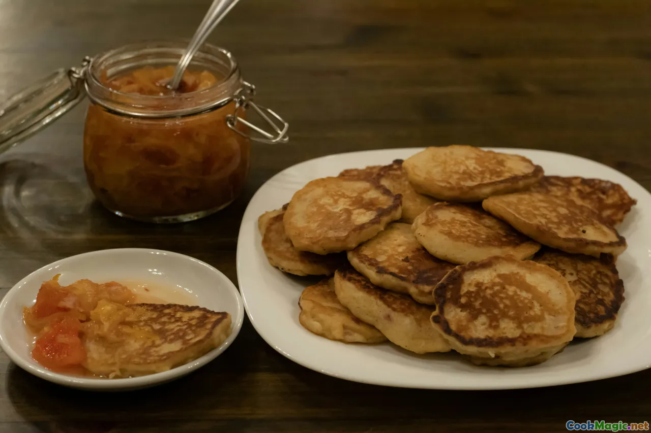Belarusian pancakes, potato pancakes, salad dressing