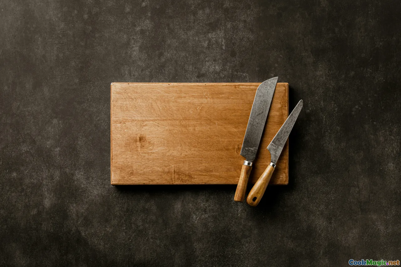 chopping board, mise en place, bowls, knife