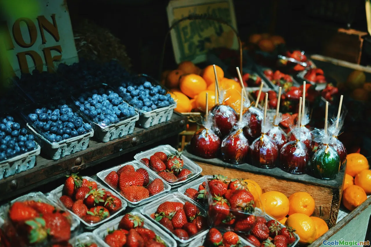 Czech countryside, market stall, fresh berries