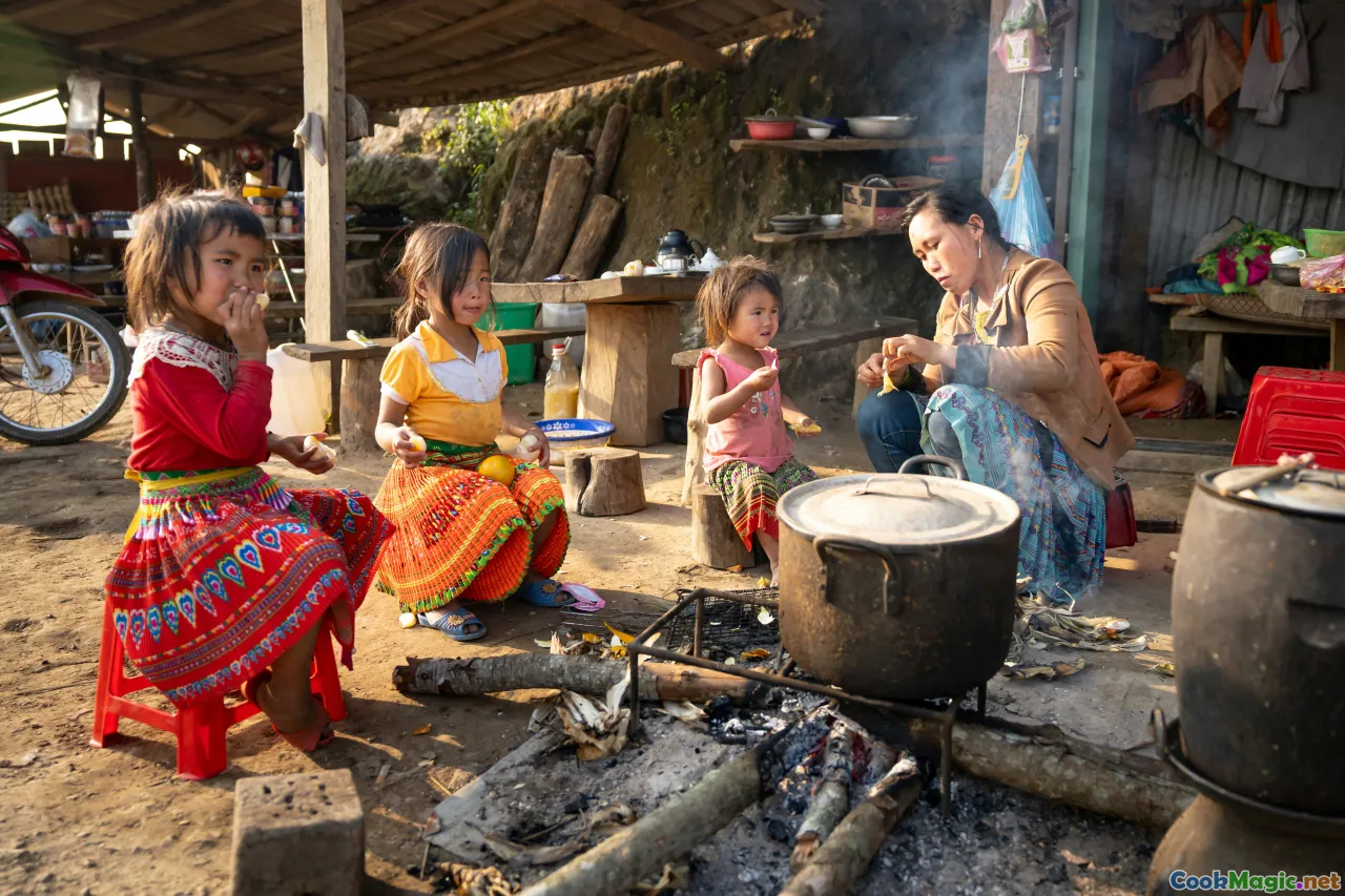 family gathering, cooking together, ceremonial feast