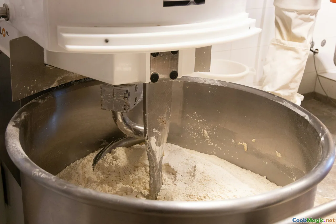 flour, water, salt, yeast, baking process