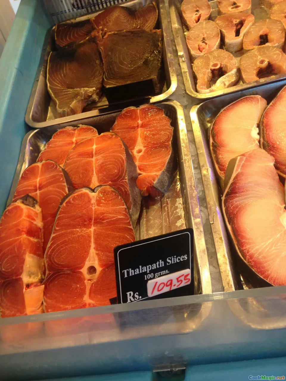 fresh salmon, seafood market, sashimi-grade salmon