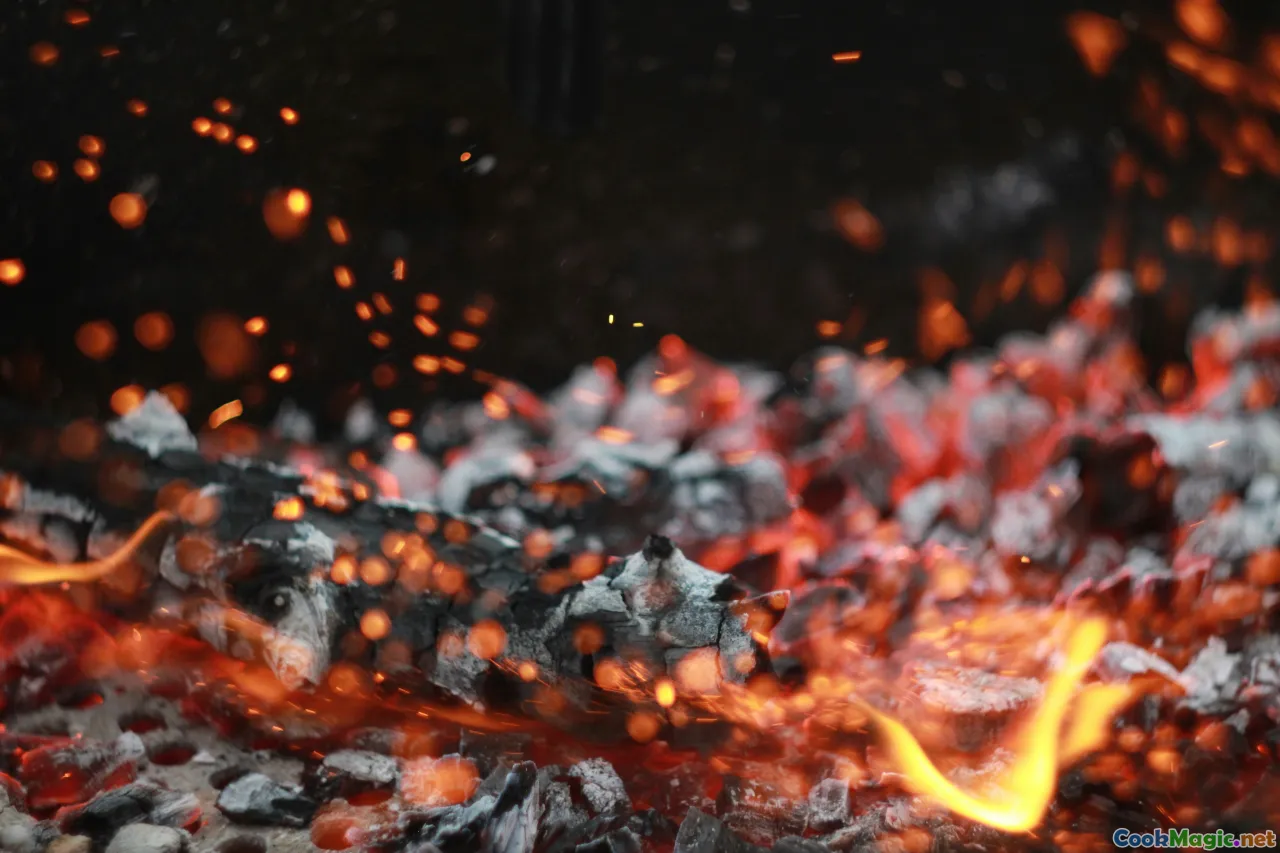 hibachi grill, open flame, charcoal, grilling surface