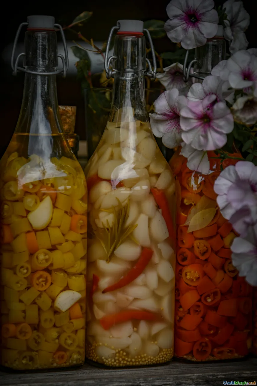 historical kitchen, traditional spices, cultural cuisine, vintage oil bottles