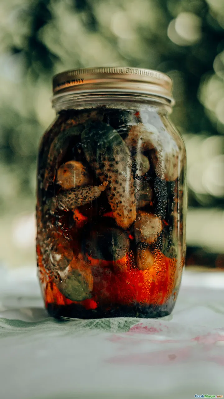 jar of pickled fish, marinating process, spices in jar