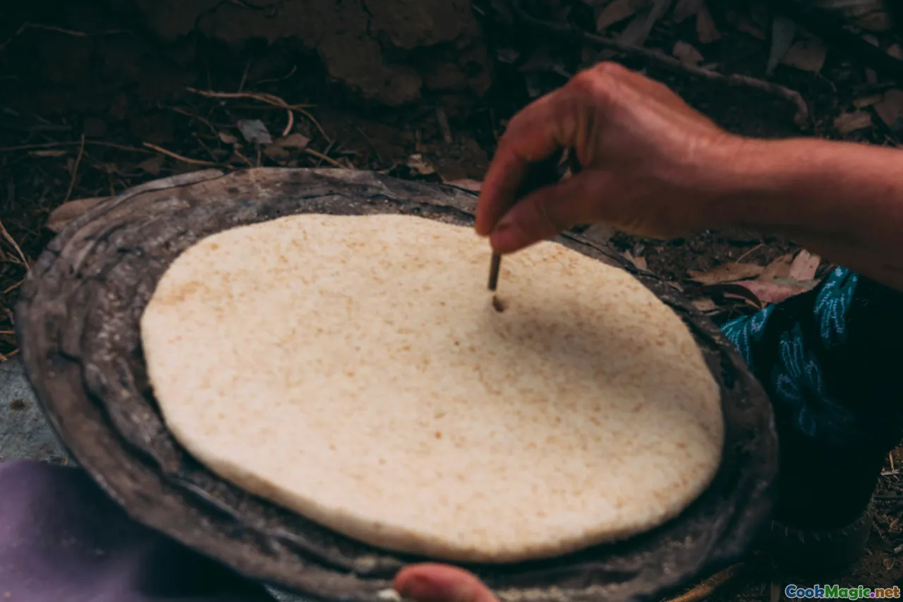 kneading dough, rolling chapati, cooking on tava