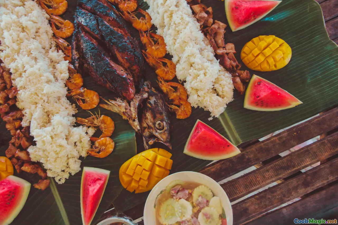 lechon, adobo, pancit, halo-halo, Filipino feast platter