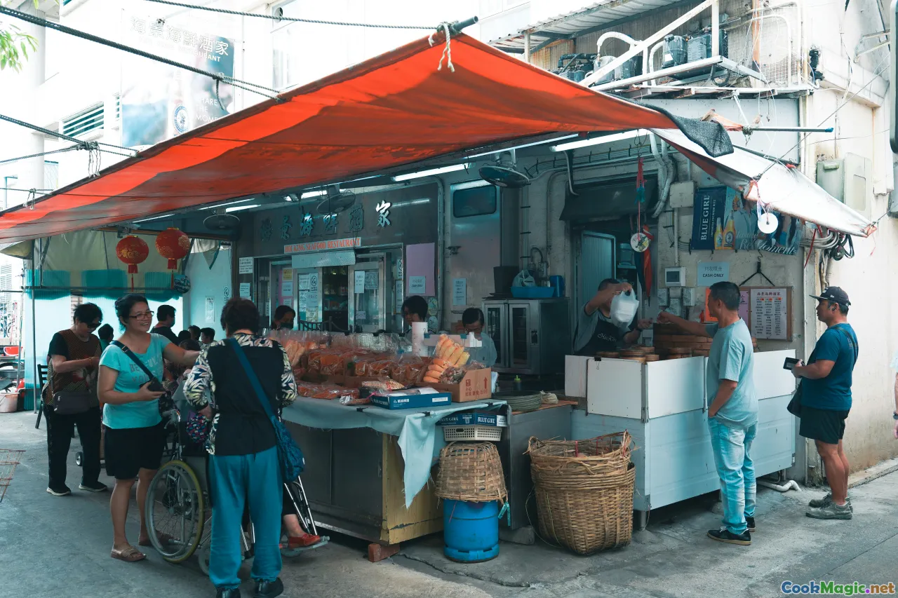 local fish market, fishing boat, seafood vendors