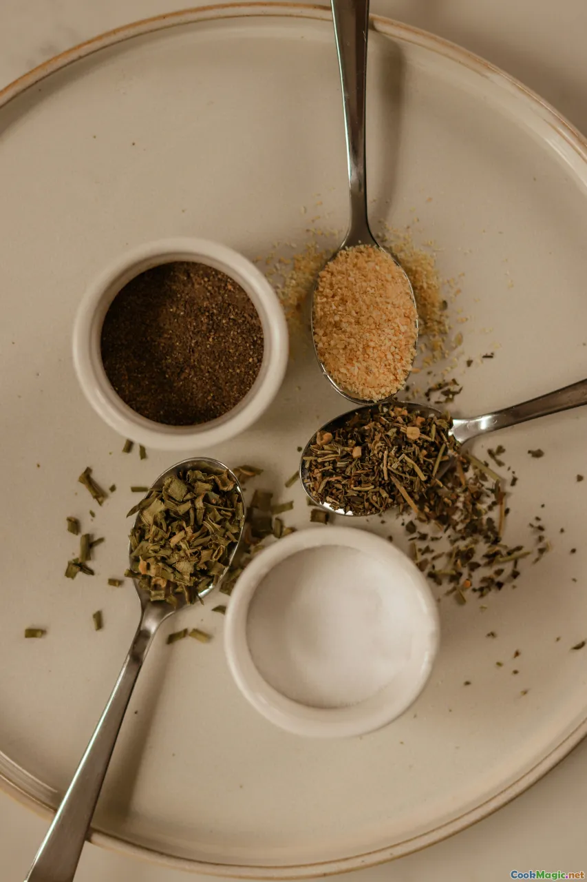 marinade ingredients, herbs, spices]]