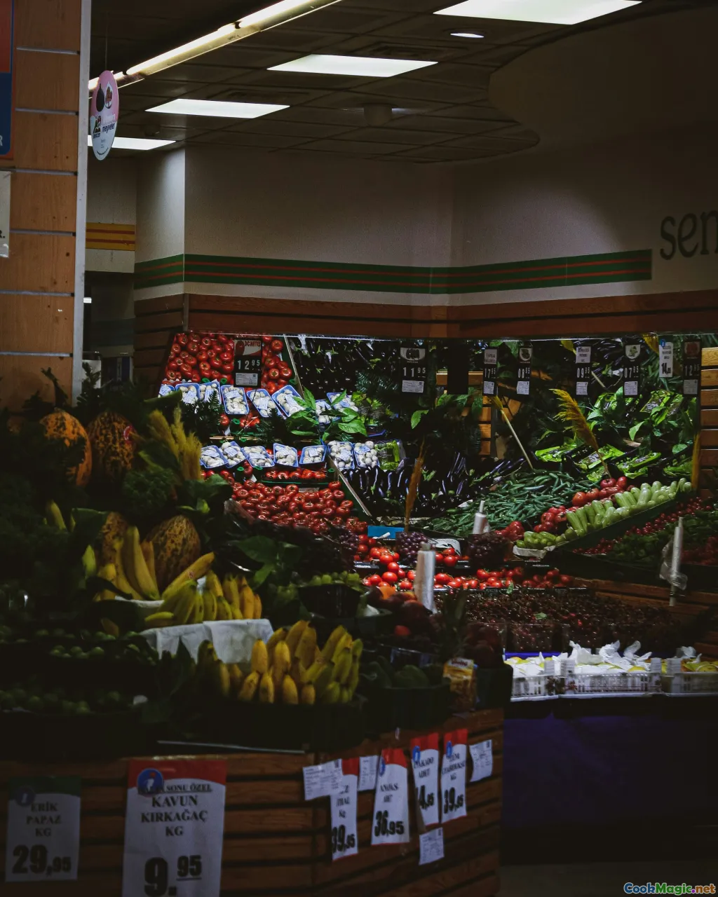 market shopping, grocery aisle, fresh produce, international store