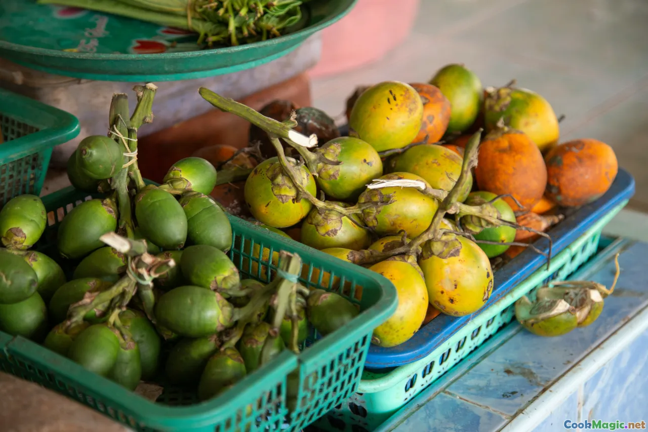 markets, fresh herbs, green mango, spice jars