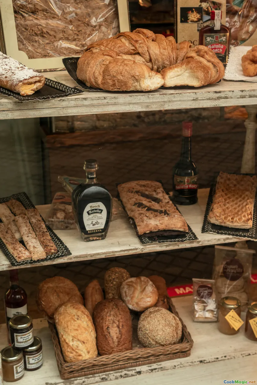 mass-produced bread, artisan bread, bread shelf, bakery display