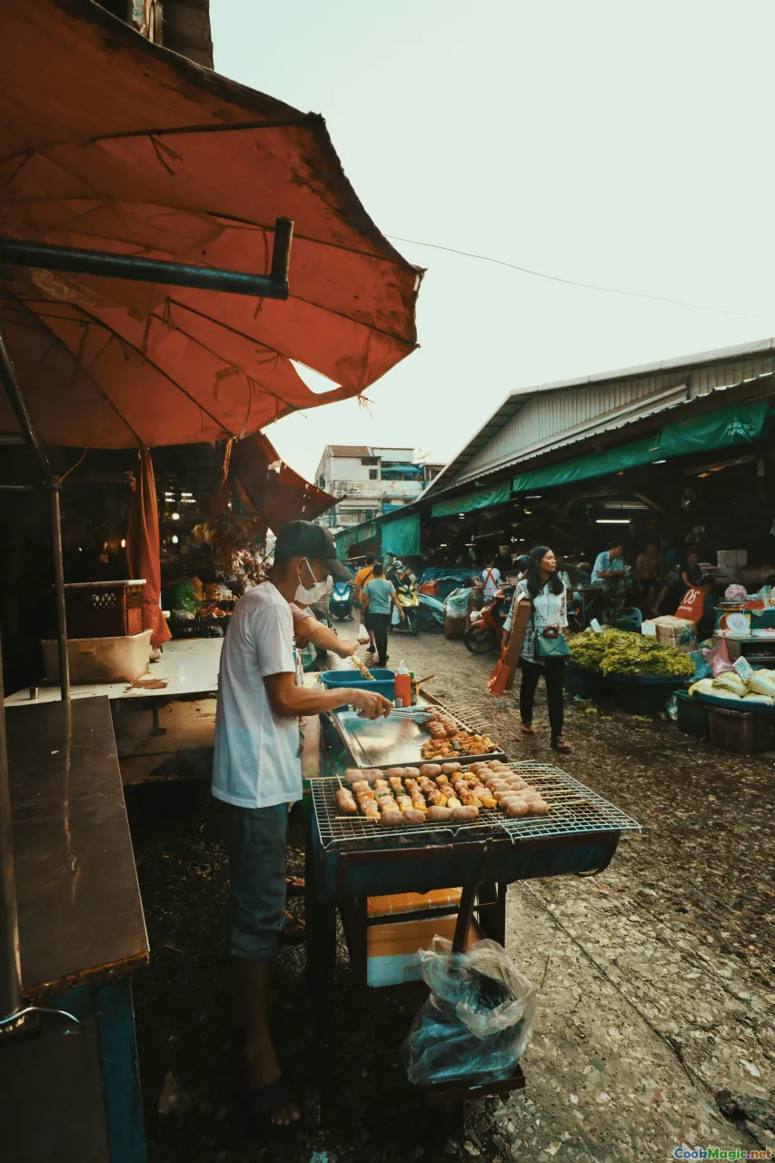 Nigerian market, Hausa culture, street food stall