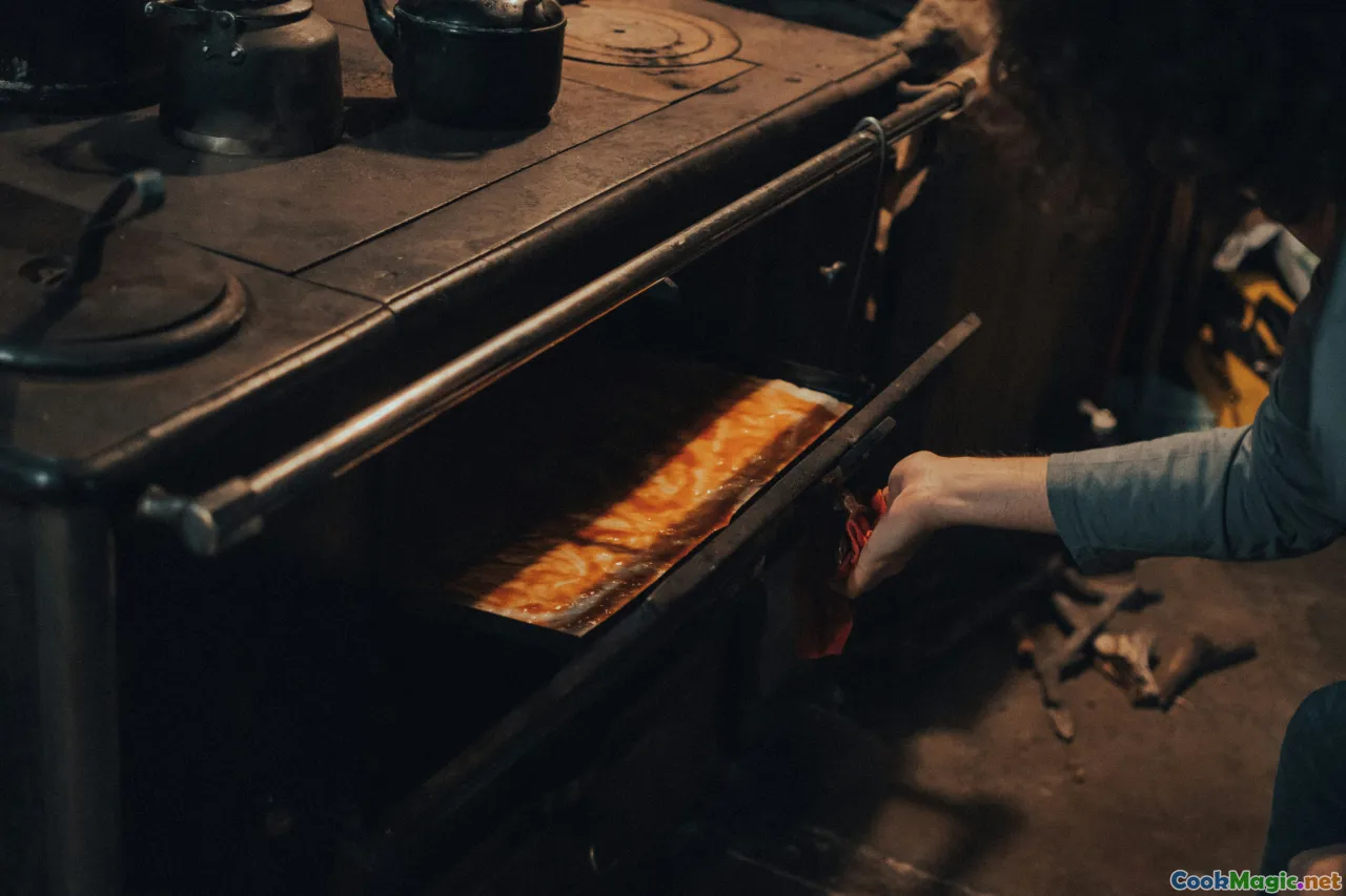 oven, baking sheet, golden pastries, crimping, baking process