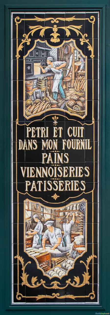 paris bakery, pastry box, storefront, slice on plate