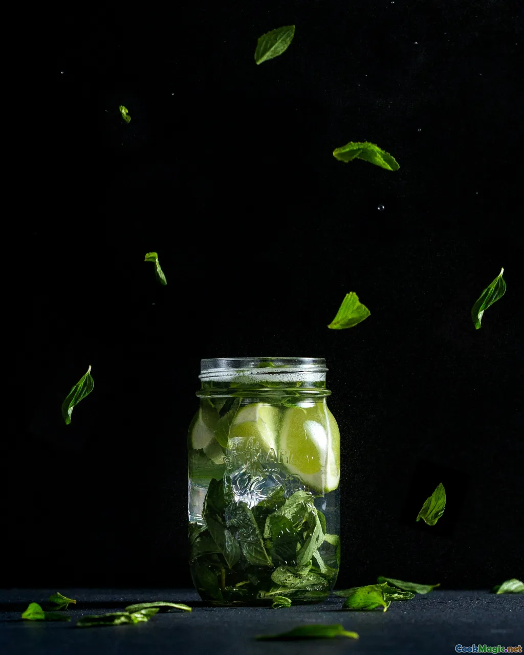pickle jar, lime, cucumber, onion