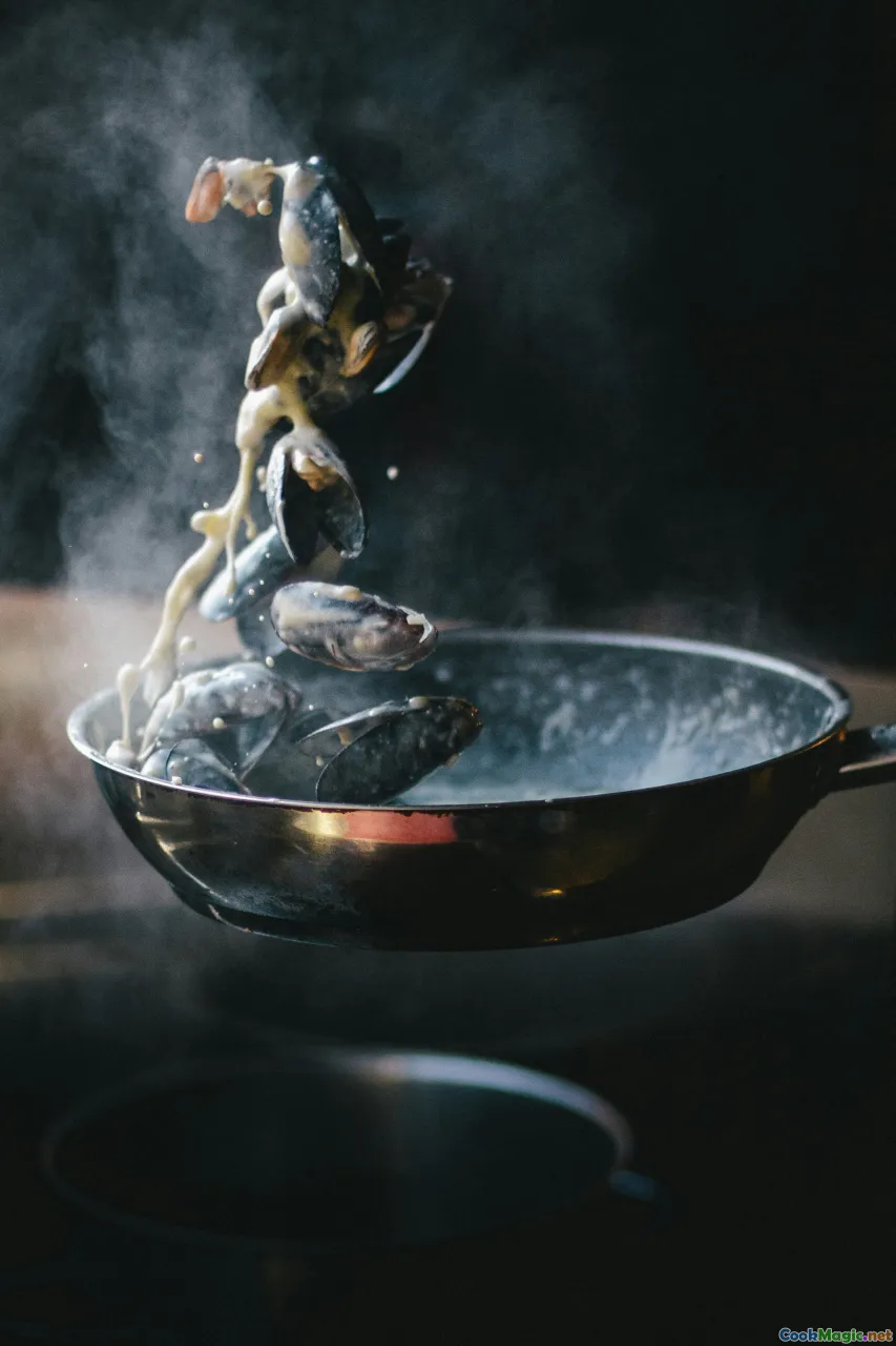 recipe mise en place, ingredients scale, hot oil