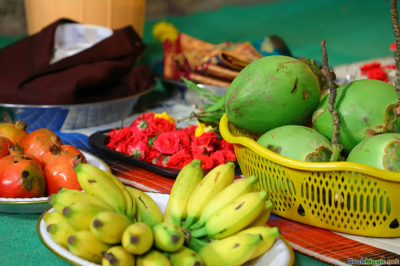 ripe plantains, tropical fruits, kitchen ingredients