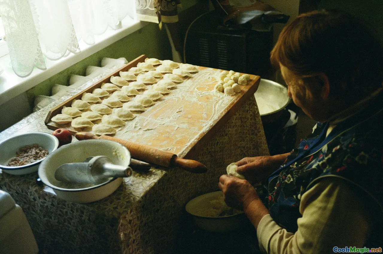 Russian folk art, bread baking tradition, historical bakery, Siberian landscape