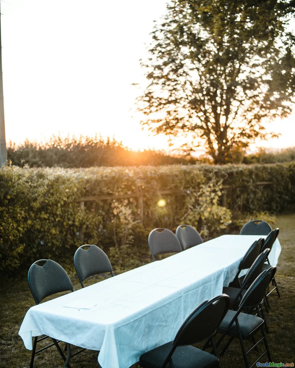 sunday table, family meal, farmhouse, sunset