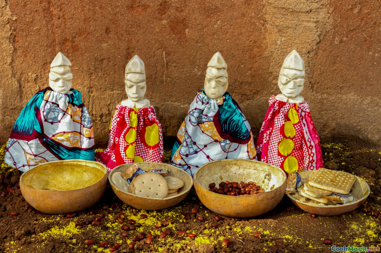 traditional dishes, cultural symbols, local attire