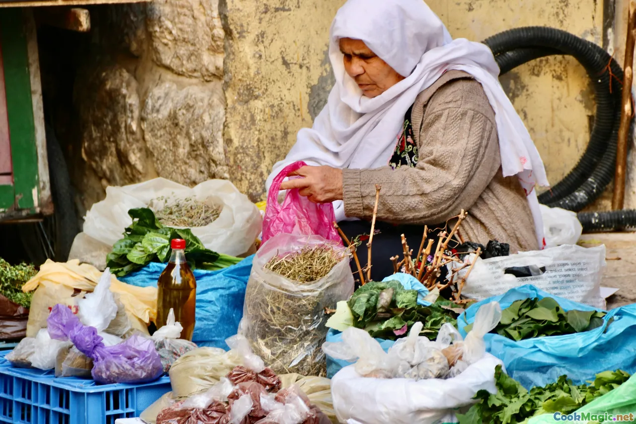 Tunisian salads, tagines, condiment dips