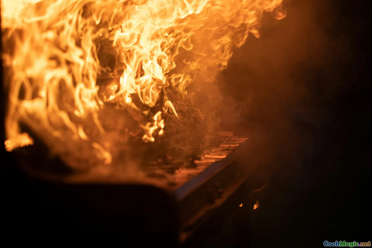 turning chicken, barbecue turner, grilling process