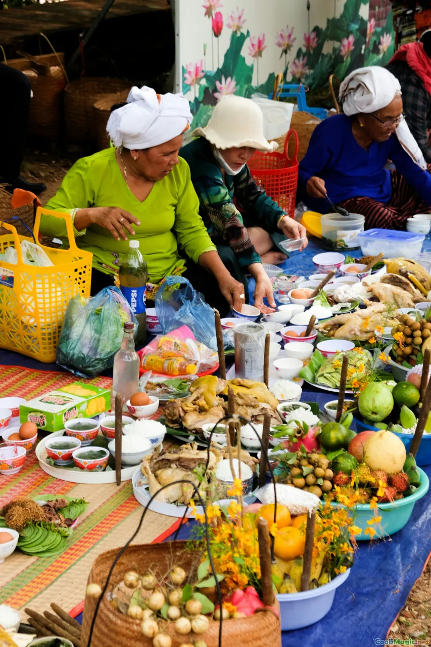 village celebration, food spread, customs