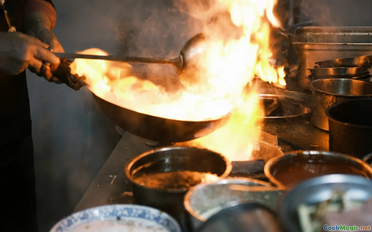 wok, flame, seasoning, aroma