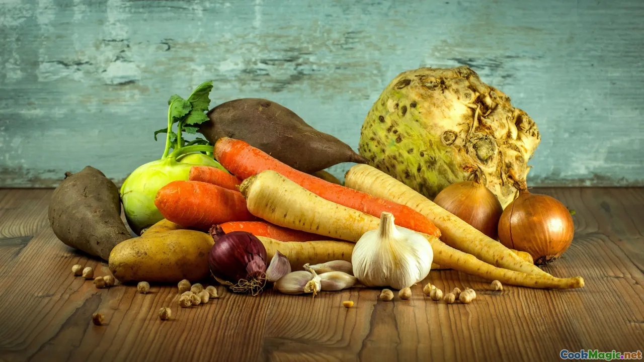 broad beans, carrots, root vegetables, farm-fresh, rustic produce