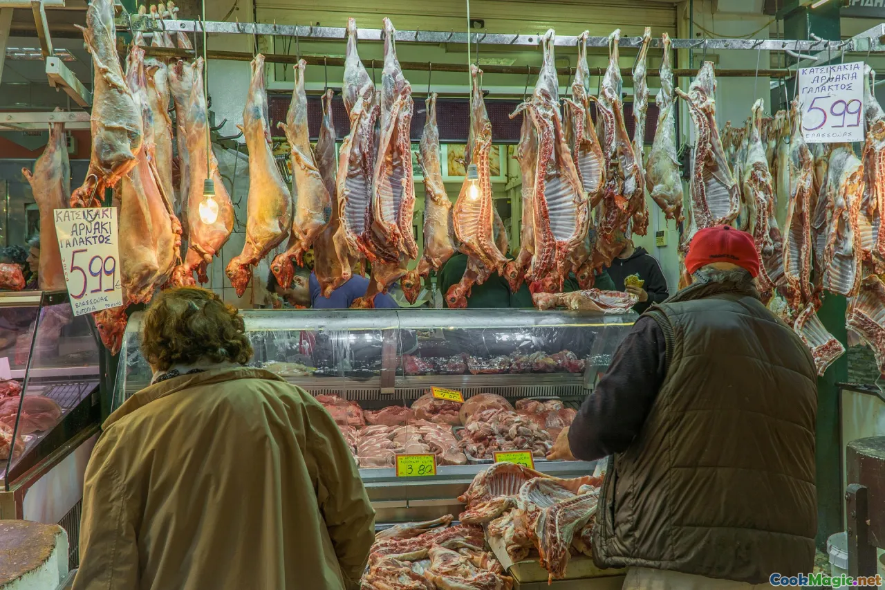 butcher, goat cuts, marrow bones, market