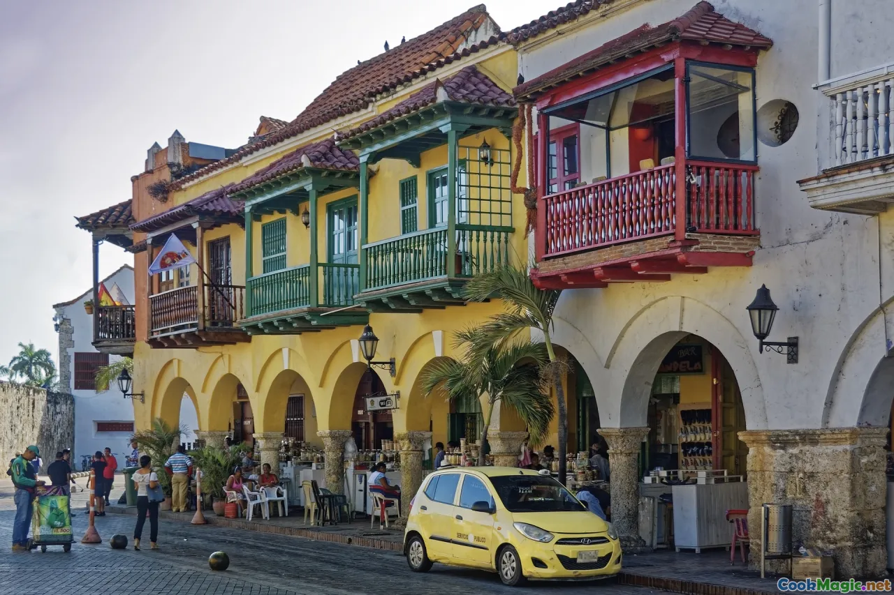Caribbean coastline, colonial architecture, vibrant markets, historical map, colonial flag