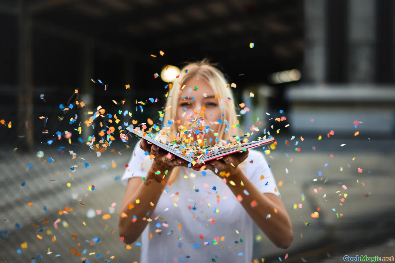 child happy with fairy bread, party cheerful scene, rainbow sprinkles, celebration mood