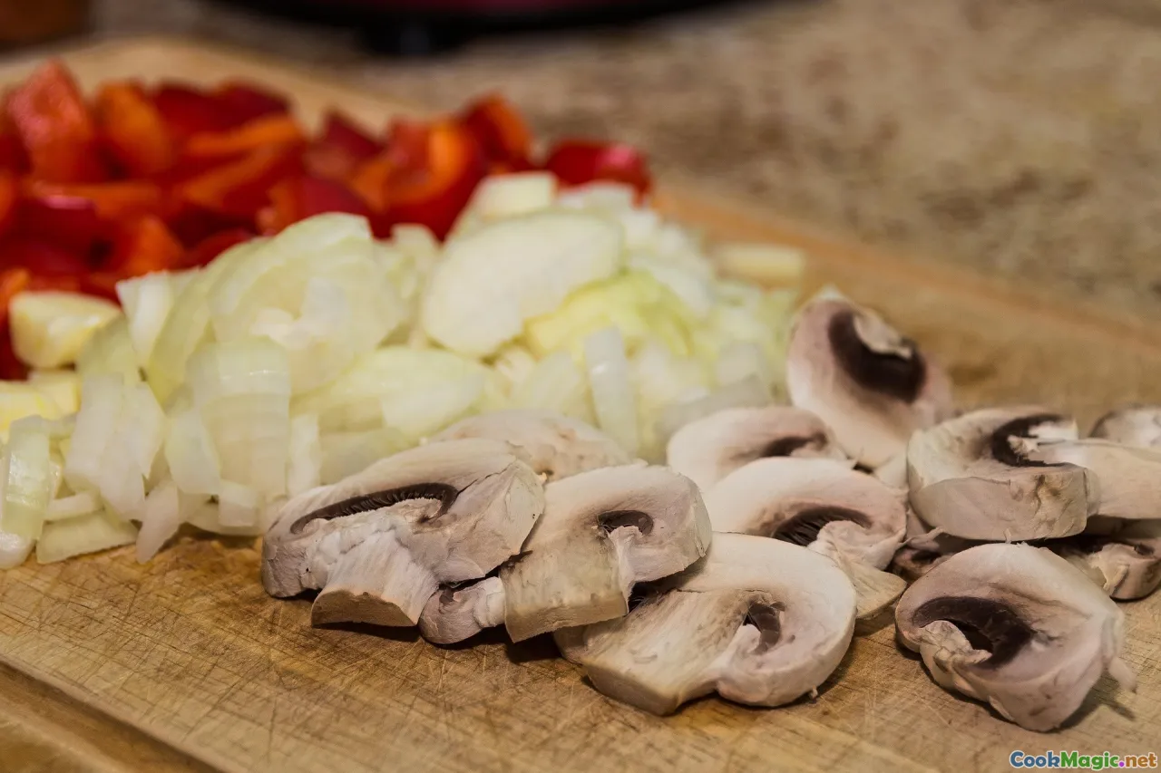 cutting board, steam, seasonal herbs, hands stirring