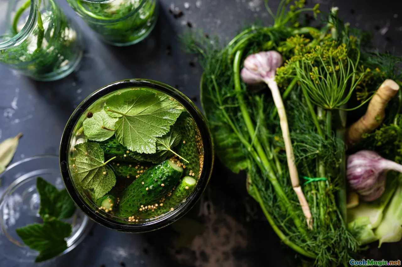 Czech festive dishes, pickled vegetables, traditional menus