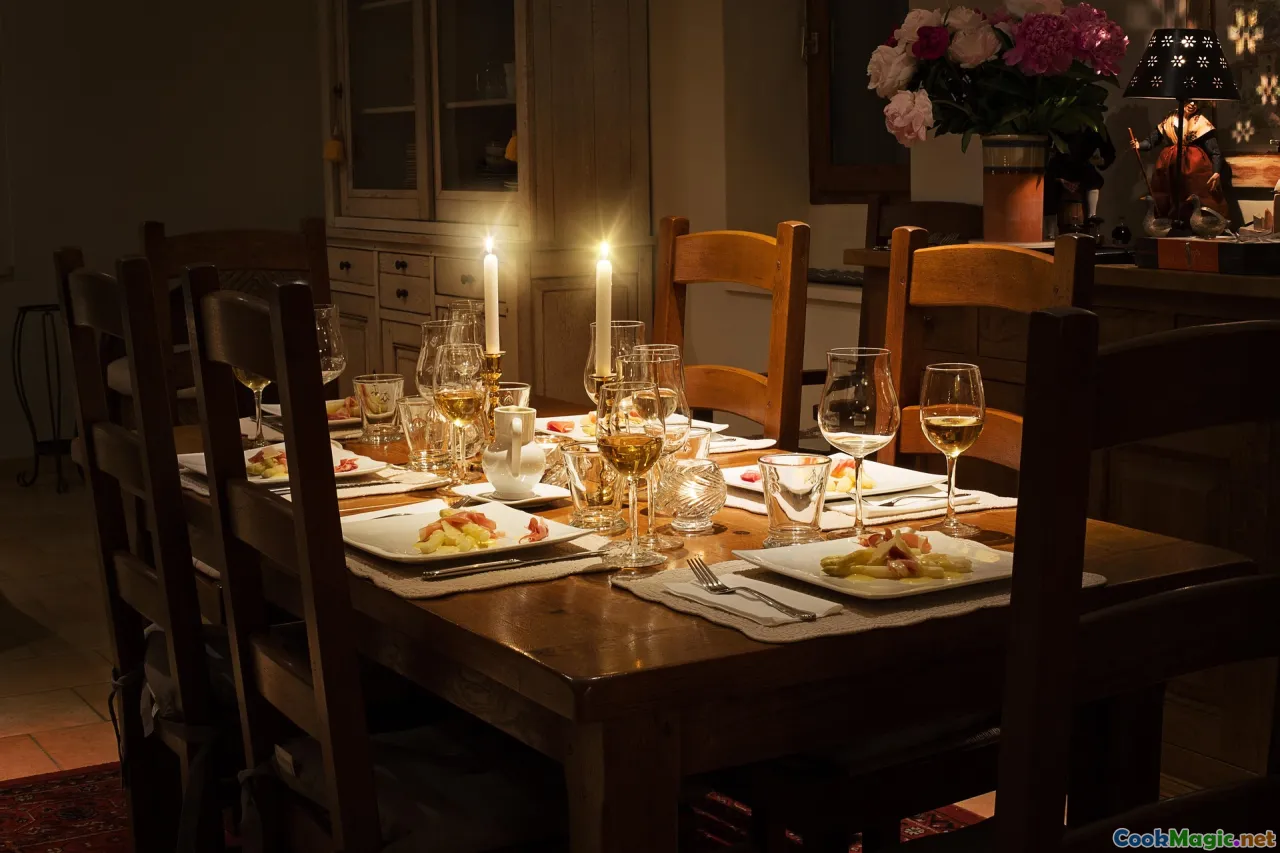 family table, winter evening, steaming pot, shared meal