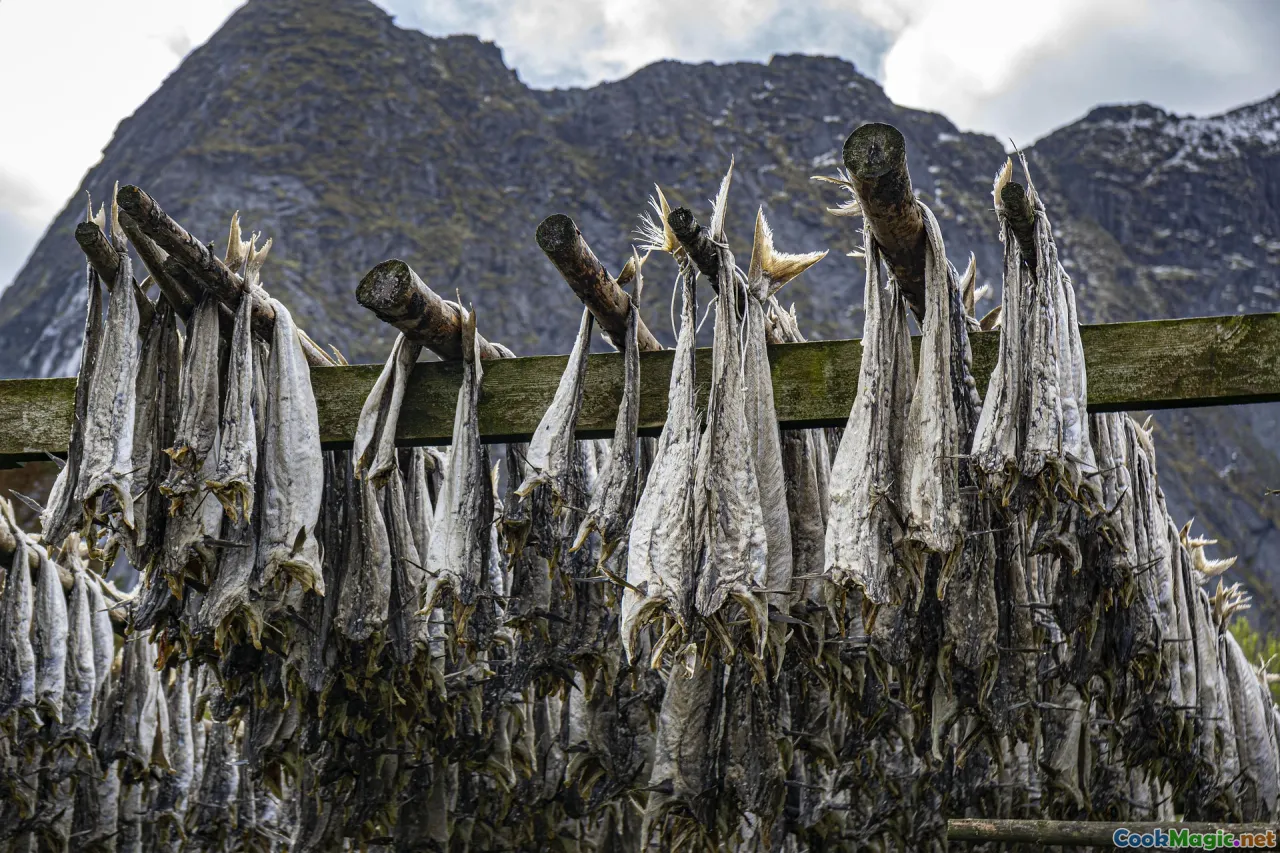 fish drying racks, fish guts, salt curing, traditional fish drying