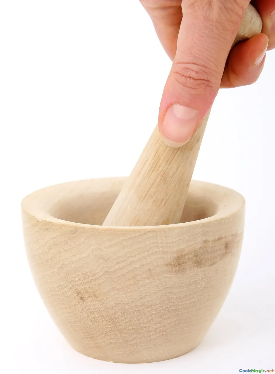 home kitchen, cook hands, mortar and pestle, herbs