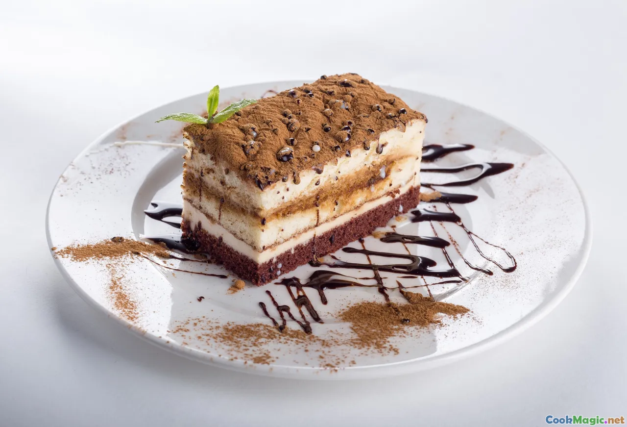 honey cake, layered pastry, modern pastry plating, Czech cake