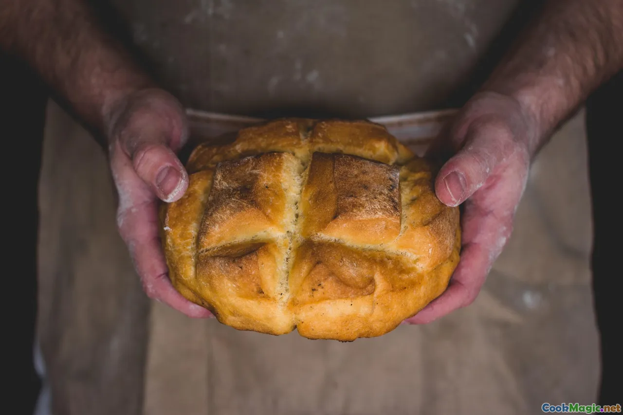 kneading dough, shaping loaf, rustic bread