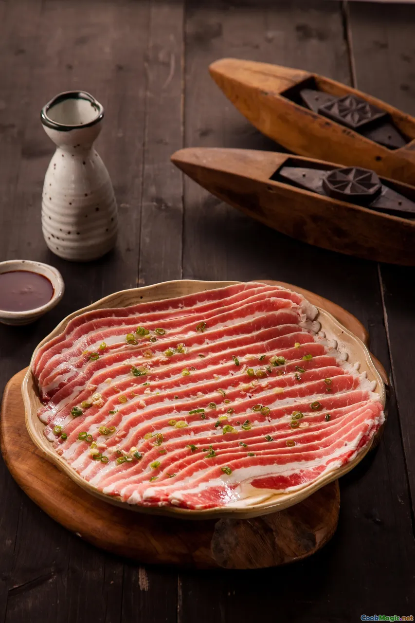 pork belly, beef brisket, fish, tofu, savory proteins