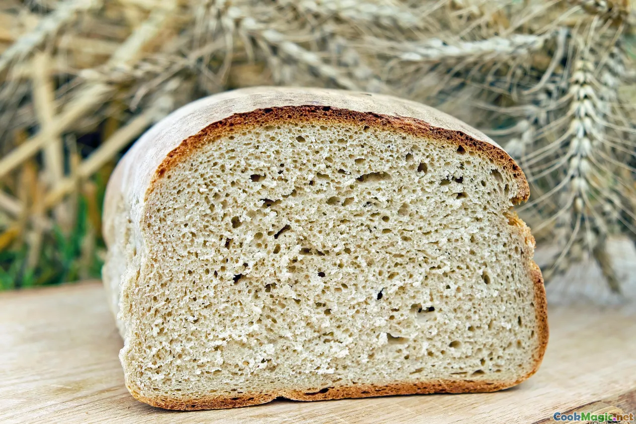 sliced rye bread, crumb close-up, crust texture