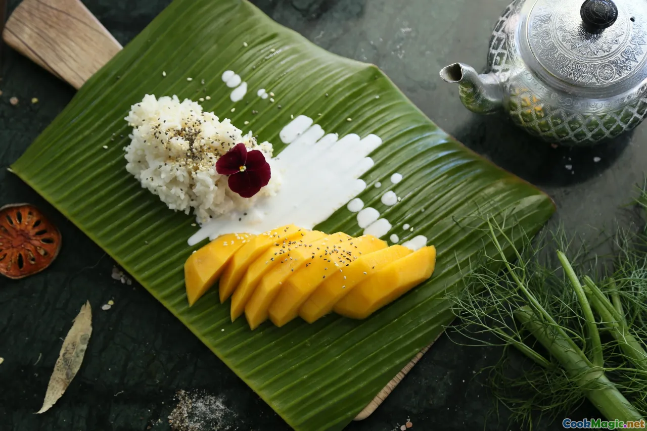 sticky rice, mango, coconut milk, ingredients