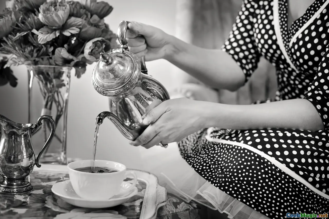 tea setup, teacups, tiered tray, elegant table