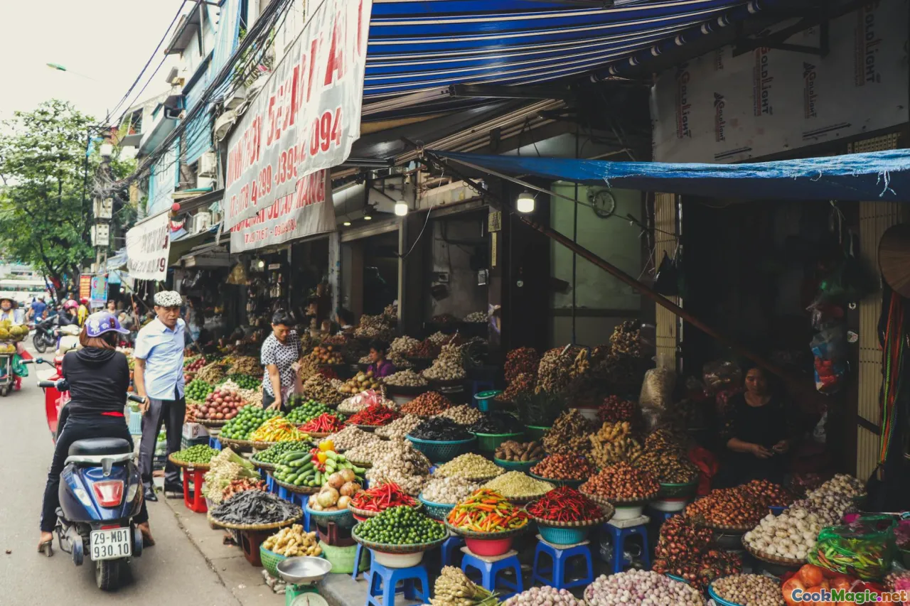 Belizean market, colorful spices, local vendors