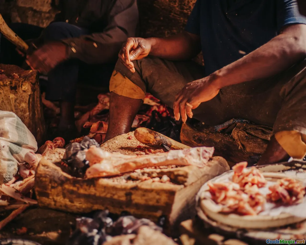 bones, stock ingredients, kitchen prep
