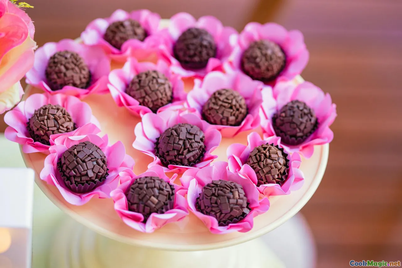 Brazilian party, colorful brigadeiros, festive table