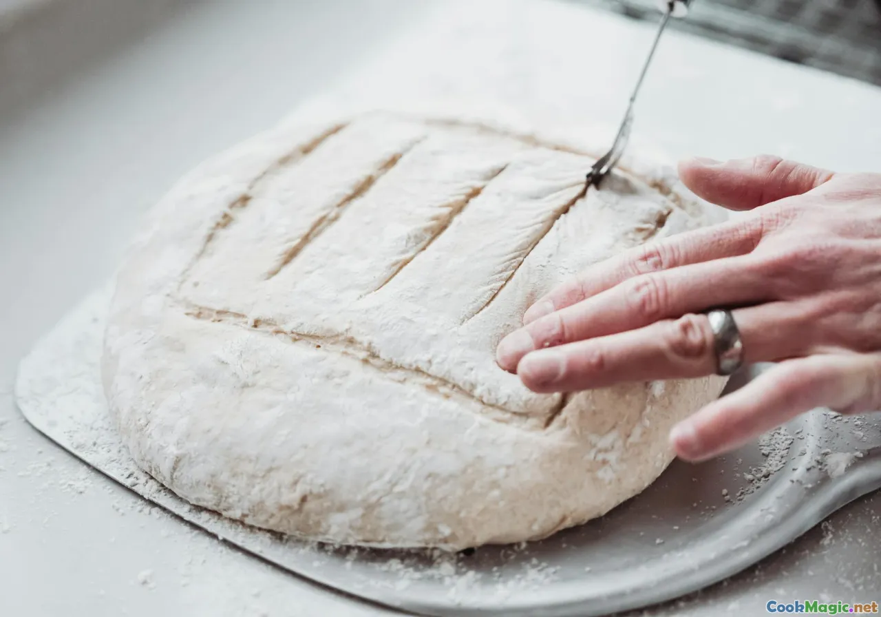 bread shaping, kneading dough, fermentation process, loaf scoring